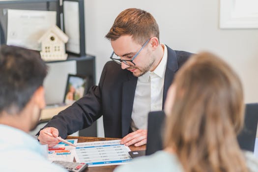 family discussing mortgage options with financial advisor