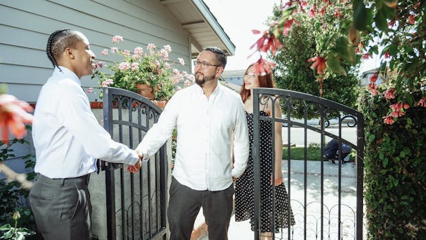 happy couple discussing mortgage options with broker