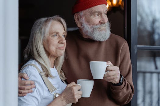 retired couple discussing finances at home