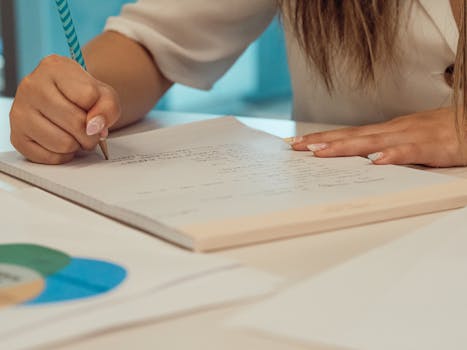 handwriting analysis report on a desk