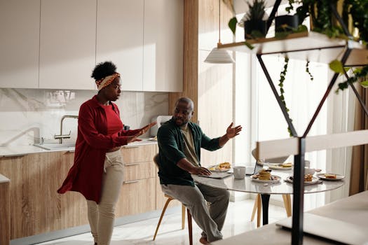 family discussing mortgage options at kitchen table