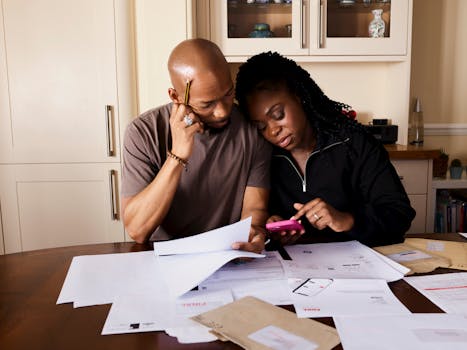 family discussing finances at home