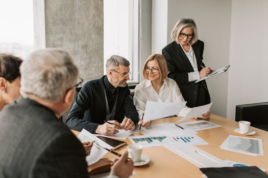 family discussing financial documents