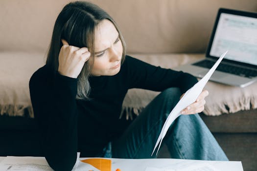 person reviewing mortgage documents on a laptop