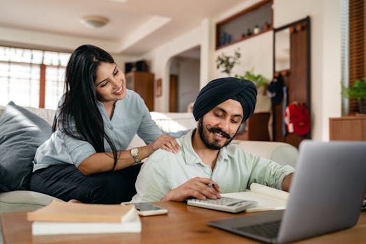 family discussing finances at home