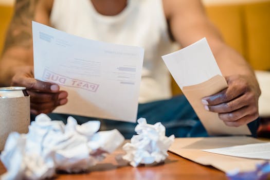 man reviewing financial documents at home