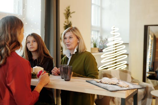 family discussing finances at home