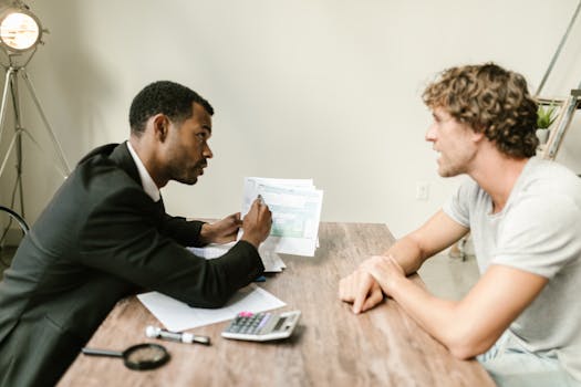 financial advisor reviewing documents