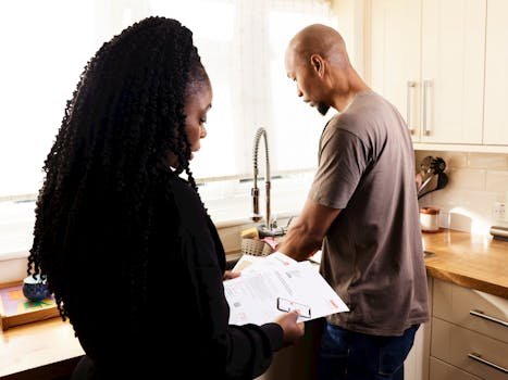 family reviewing bills together